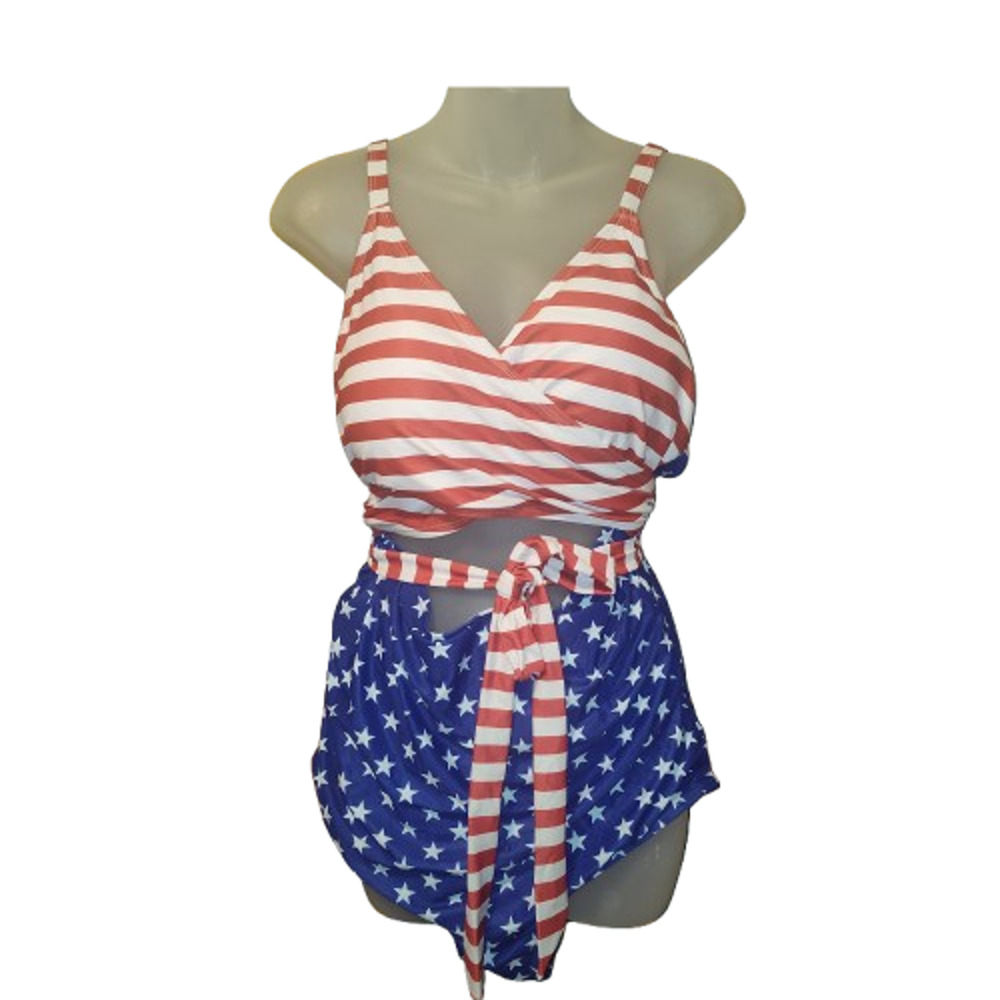DACI Women’s Multicolor One Piece American Flag Swimsuit Size 18W BG25